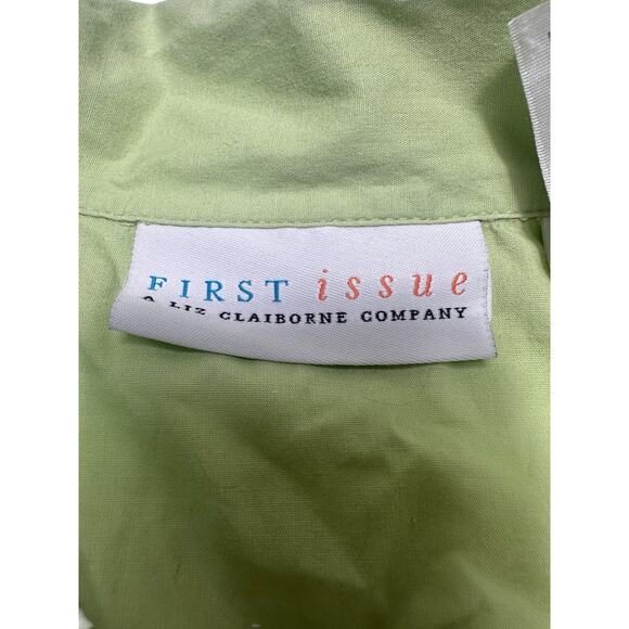 Vintagae First Issue by Liz Claiborne Green Button-Up Tie Front Blouse Size XL - Picture 5 of 9